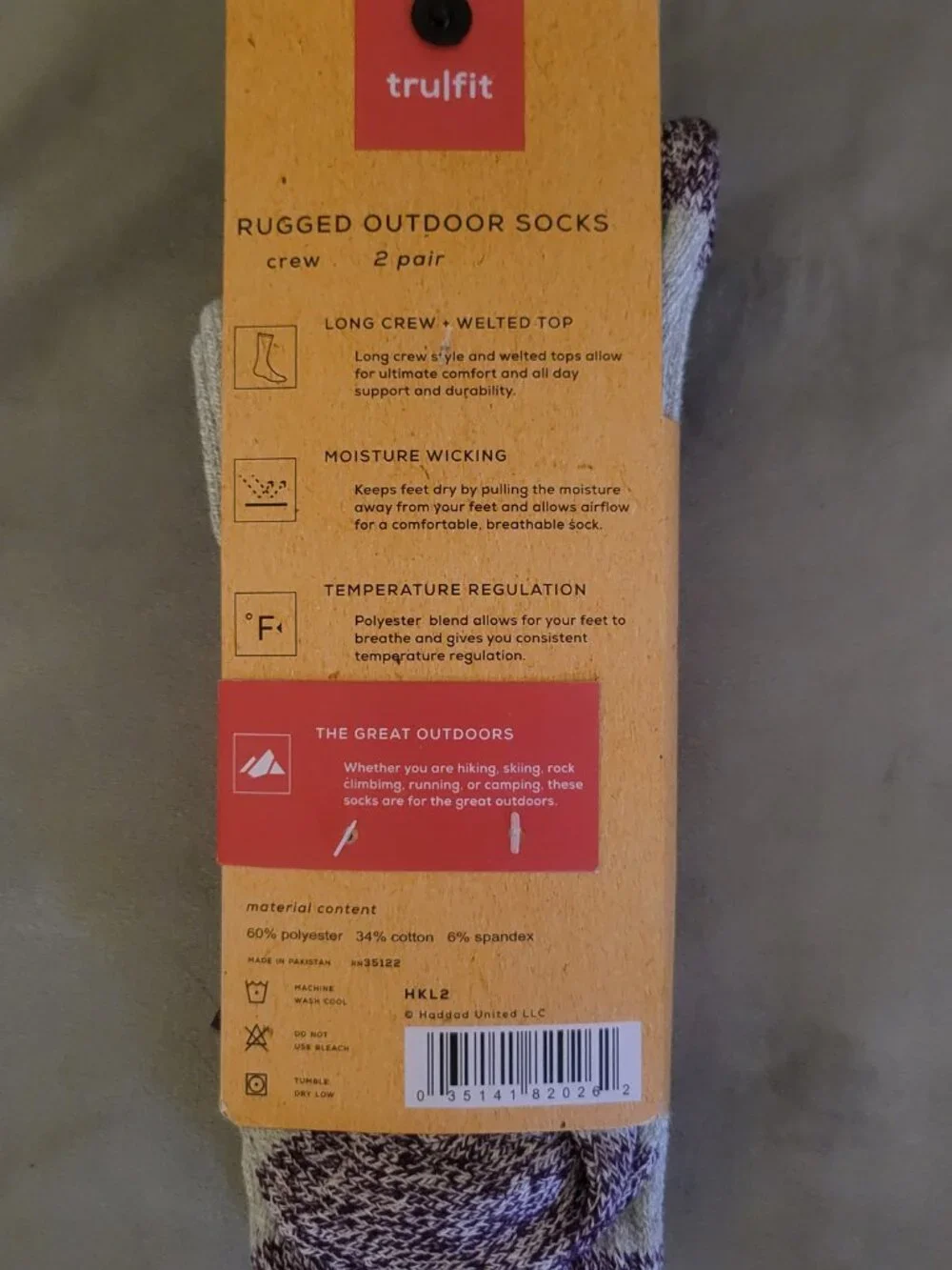 Women's Tru Fit Trufit Rugged Outdoor Socks 2 Pair Long Crew Purple Gray NWT